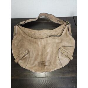 American‎ West Brown Genuine Leather Studded Embroidery Buckle Hobo Shoulder Bag